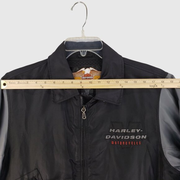 Vintage Harley-Davidson Bomber Jacket With Embroidered Logos Zip Pockets Mens M - Picture 10 of 12